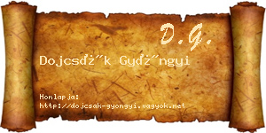Dojcsák Gyöngyi névjegykártya